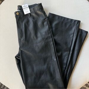 NWT Cotton On High Rise Arden Black Faux Leather Women Pants Size 6